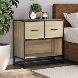 Berkfield Home Bedside Cabinet Sonoma Oak 60x31x60 cm Engineered Wood & Metal in Light Brown - Size: 60 x 31 x 60 cm - thumbnail 4