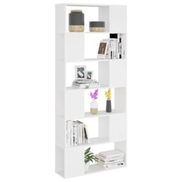 Berkfield Home Book Cabinet Room Divider White 80x24x186 cm Engineered Wood - Size: 80 x 24 x 186 cm - thumbnail 5