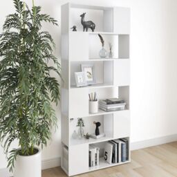 Berkfield Home Book Cabinet Room Divider White 80x24x186 cm Engineered Wood - Size: 80 x 24 x 186 cm - thumbnail 1