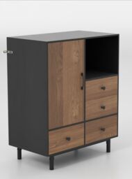 Costway Buffet Sideboard Modern Storage Cabinet w/ 4 Drawers in Natural - thumbnail 1