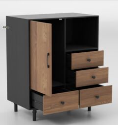Costway Buffet Sideboard Modern Storage Cabinet w/ 4 Drawers in Natural - thumbnail 2