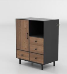 Costway Buffet Sideboard Modern Storage Cabinet w/ 4 Drawers in Natural - thumbnail 3