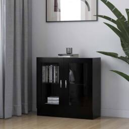 Berkfield Home Vitrine Cabinet Black 82.5x30.5x80 cm Engineered Wood - thumbnail 2