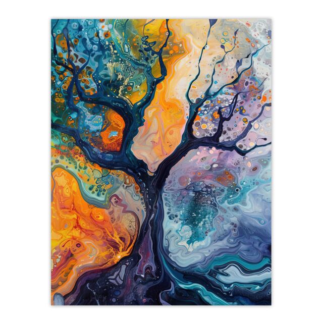 "Artery8 Abstract Tree Water Bubble Painting Wall Art Print - Size: W12"" x H16""" - image 1