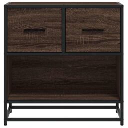 Berkfield Home Bedside Cabinet Brown Oak 60x31x60 cm Engineered Wood & Metal - Size: 60 x 31 x 60 cm - thumbnail 5
