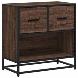 Berkfield Home Bedside Cabinet Brown Oak 60x31x60 cm Engineered Wood & Metal - Size: 60 x 31 x 60 cm - thumbnail 2