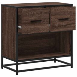 Berkfield Home Bedside Cabinet Brown Oak 60x31x60 cm Engineered Wood & Metal - Size: 60 x 31 x 60 cm - thumbnail 8