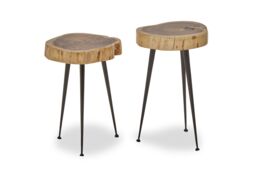 Orsina Set of 2 Acacia Wood Side Tables, Contemporary Side Table Set for Loungee, Living Room, Bedroom in Natural