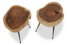 Orsina Set of 2 Acacia Wood Side Tables, Contemporary Side Table Set for Loungee, Living Room, Bedroom in Natural - thumbnail 3
