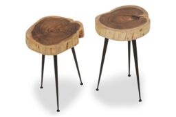 Orsina Set of 2 Acacia Wood Side Tables, Contemporary Side Table Set for Loungee, Living Room, Bedroom in Natural - thumbnail 2