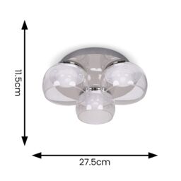 ValueLights Alissa IP44 Rated Bathroom 3 Way Glass Integrated LED Flush Ceiling Light in Silver - thumbnail 6