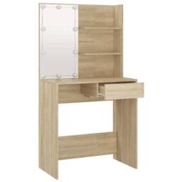 Berkfield Home Dressing Table with LED Sonoma Oak 74.5x40x141 cm Engineered Wood in Light Tan - thumbnail 7