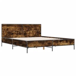 Berkfield Home Bed Frame without Mattress Smoked Oak 140x190 cm in Brown - thumbnail 3