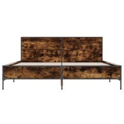Berkfield Home Bed Frame without Mattress Smoked Oak 140x190 cm in Brown - thumbnail 4