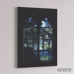 "Artery8 Cloister Hotel Vitro Stained Glass Margolies Canvas Wall Art Print in Black - Size: W24"" x H32""" - thumbnail 2
