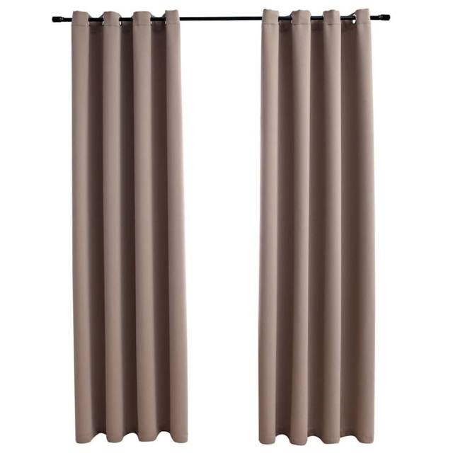 Berkfield Home Blackout Curtains with Metal Rings 2 pcs Taupe 140x225 cm - image 1
