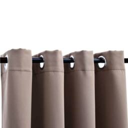 Berkfield Home Blackout Curtains with Metal Rings 2 pcs Taupe 140x225 cm - thumbnail 3