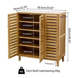KORVIXA 3Doors Wooden Shoe Storage Cabinet Entryway Shoe Organizer in Natural - Size: 100 cm x 100 cm - thumbnail 2