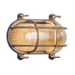 Nordlux Industrial Outdoor Wall Light Silver Brass E27 Coastal/Marine Safe - Mains Powered, IP64 in Metallic Silver - thumbnail 1