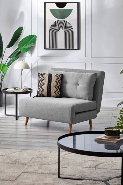 Julian Bowen Rowan Upholstered Chair Bed in Light Grey - image 1