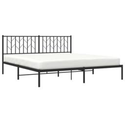 Berkfield Home Metal Bed Frame without Mattress with Headboard Black 183x213cm - Size: 183x213 cm - thumbnail 3