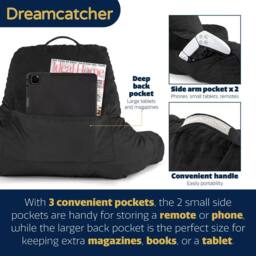 Dreamcatcher Reading Pillow Black Crushed Velvet Memory Foam Support Cushion - thumbnail 5