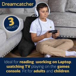 Dreamcatcher Reading Pillow Black Crushed Velvet Memory Foam Support Cushion - thumbnail 4