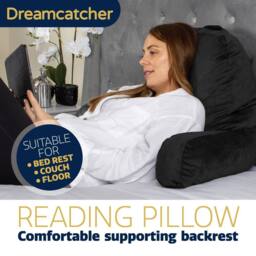 Dreamcatcher Reading Pillow Black Crushed Velvet Memory Foam Support Cushion - thumbnail 2