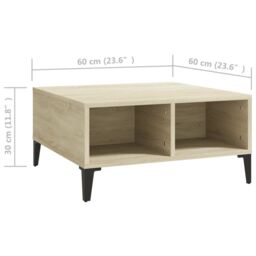 Berkfield Home Coffee Table Sonoma Oak 60x60x30 cm Engineered Wood in Brown - Size: 60 x 60 x 30 cm - thumbnail 6