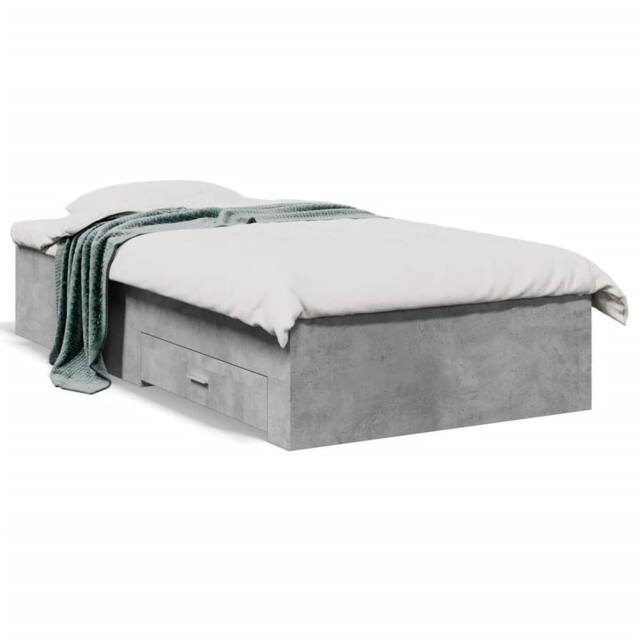 Berkfield Home Bed Frame with Drawers without Mattress Concrete Grey 90x200 cm - image 1