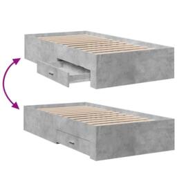 Berkfield Home Bed Frame with Drawers without Mattress Concrete Grey 90x200 cm - thumbnail 7