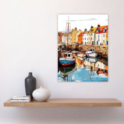 Artery8 Scotland Fishing Harbour Boats Acrylic Artwork Anstruther Harbour Fife 1965 Large Wall Unframed Art Poster Print Thick Paper 18X24 Inch - thumbnail 4