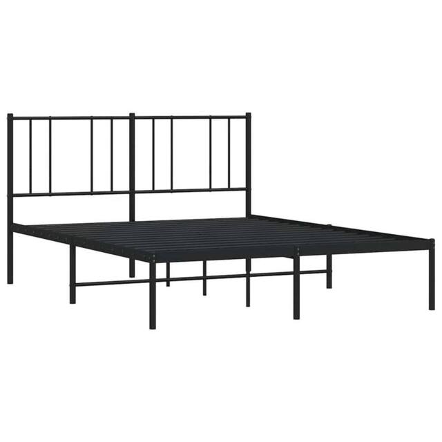 Berkfield Home Metal Bed Frame with Headboard Black 140x200 cm - image 1