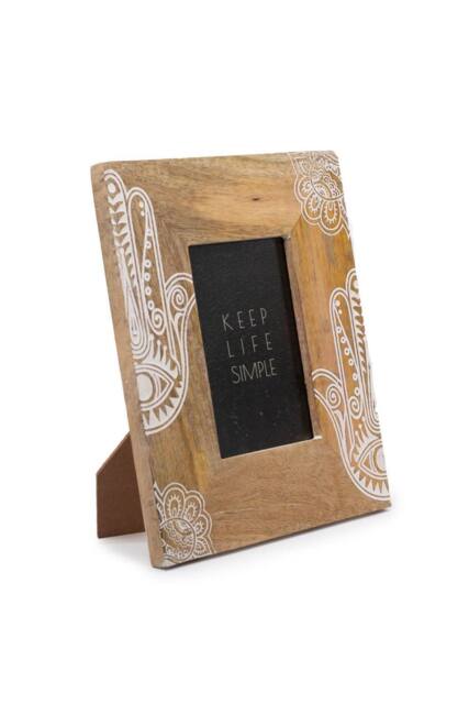 KDMD Hansa White Mango Wood Picture Frame for 10x15cm Photos in Brown - Size: 10x15 cm - image 1