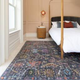 Kukoon Navy Blue Distressed Soft Pile Living Room Area Rug Bedroom Floor Mat in Mid Blue - Size: 160 cm x 230 cm - thumbnail 1