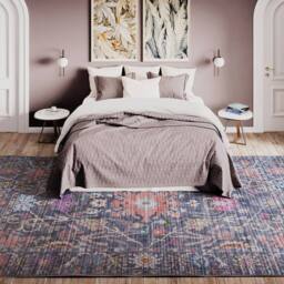Kukoon Navy Blue Distressed Soft Pile Living Room Area Rug Bedroom Floor Mat in Mid Blue - Size: 160 cm x 230 cm - thumbnail 3
