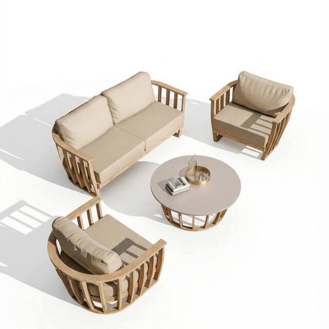 Royalcraft Lucca 5-Seater Wood Lounging Set With Coffee Table in Natural - image 1