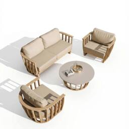 Royalcraft Lucca 5-Seater Wood Lounging Set With Coffee Table in Natural