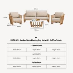 Royalcraft Lucca 5-Seater Wood Lounging Set With Coffee Table in Natural - thumbnail 9