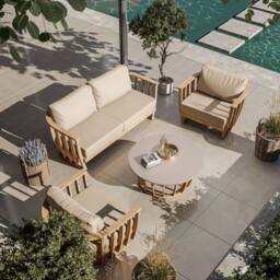 Royalcraft Lucca 5-Seater Wood Lounging Set With Coffee Table in Natural - thumbnail 5