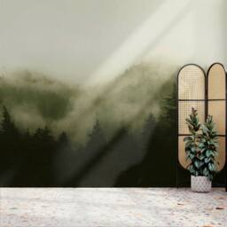 Superfresco Easy Misty Landscape Green Print To Order 3m x 2.8m Mural - thumbnail 1