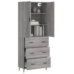 Berkfield Home Highboard Grey Sonoma 69.5x34x180 cm Engineered Wood - thumbnail 1