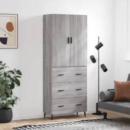 Berkfield Home Highboard Grey Sonoma 69.5x34x180 cm Engineered Wood - thumbnail 2