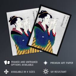 Artery8 Woman Reading Letter Portrait Vintage Framed Wall Art Print Kitagawa - Size: A4 - thumbnail 2