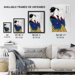 Artery8 Woman Reading Letter Portrait Vintage Framed Wall Art Print Kitagawa - Size: A4 - thumbnail 3