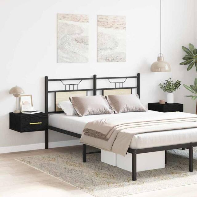 Berkfield Home Bedside Cabinets 2 pcs Wall-Mounted Black Oak 35x35x20 cm - Size: 35 x 35 x 20 cm - image 1