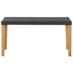 Berkfield Home Beautiful Garden Bench 120 cm Black Poly Rattan & Solid Acacia Wood - thumbnail 3