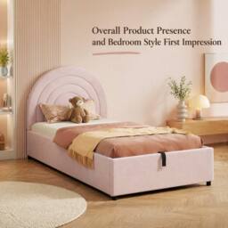 STILVORA Pink Velvet Storage Bed with Hydraulic Storage - Size: Single - thumbnail 2