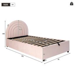 STILVORA Pink Velvet Storage Bed with Hydraulic Storage - Size: Single - thumbnail 4