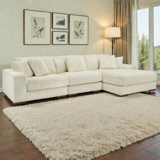 SNUG FURNITURE BIRMINGHAM LTD Jumbo Cord 3 Piece Modular Sofa Right Hand in Ivory - image 1